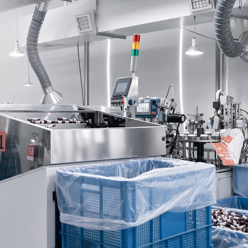 Las máquinas de la fábrica están en funcionamiento.