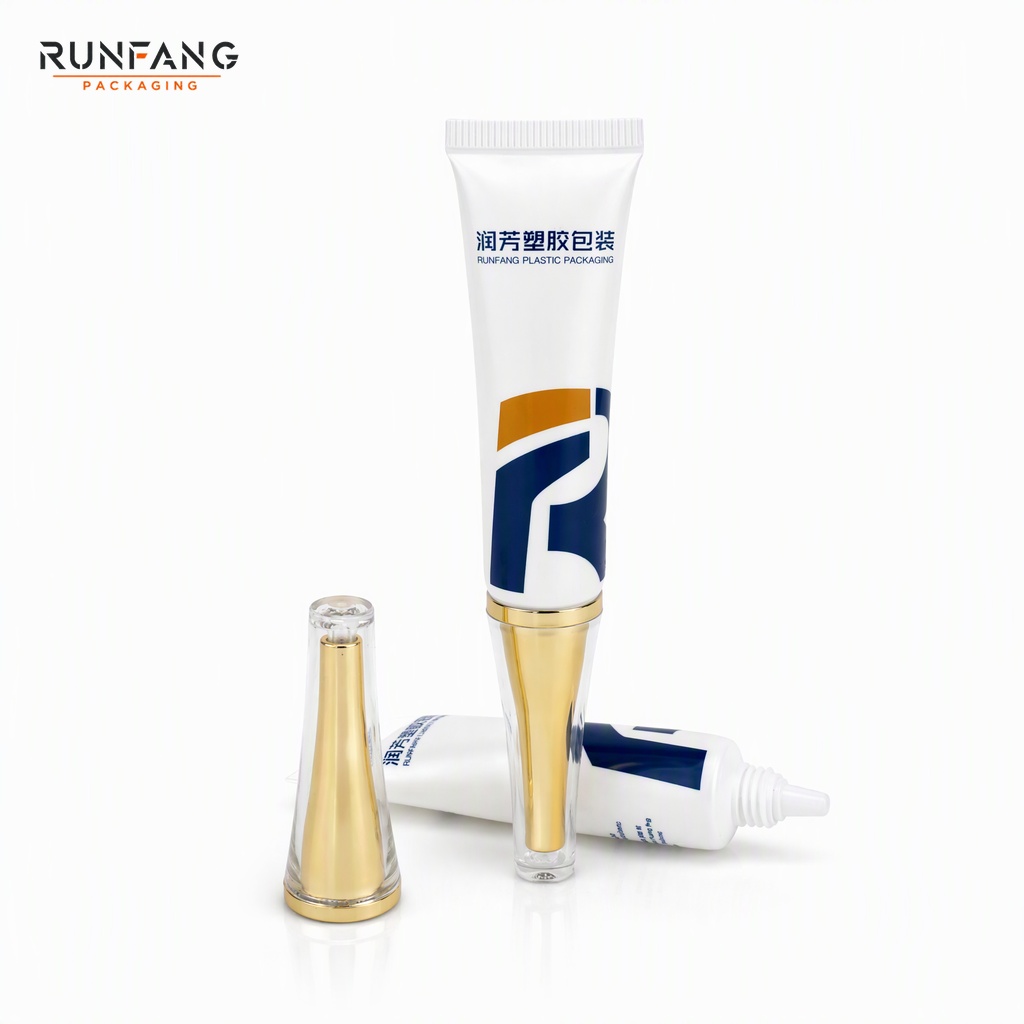 Tubo flexible de plástico de 19 mm de diámetro con tapa de boquilla puntiaguda chapada en oro.