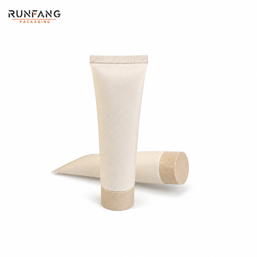 Tubo de cartón para cosméticos de paja de trigo de 25 mm de diámetro con tapa de rosca.